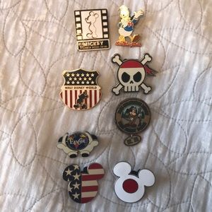 Vintage Disney Mickey enamel pins, patriotic Epcot